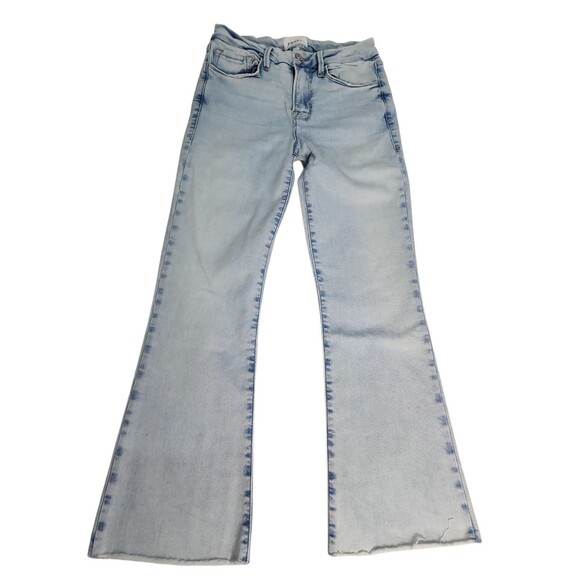 FRAME Women's Le Crop Mini Boot Cut Jeans Size 28 Light Wash Raw Hem Streetwear - Picture 2 of 13